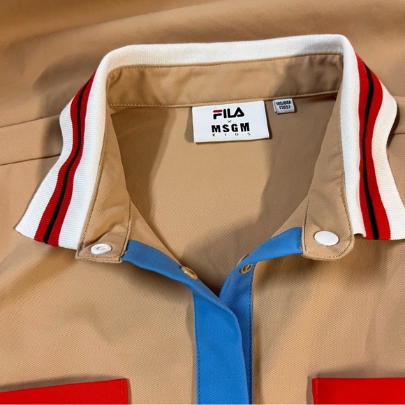 Fila MSGM Collaboration Polo dress Khaki Tan Patch Pockets Size 10 (165) Massimo - Picture 10 of 14